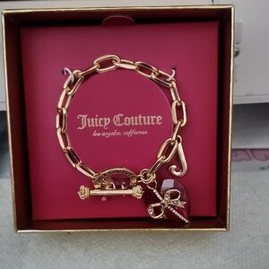 Juicy Couture Gold Bracelet with Red Heart Charm
